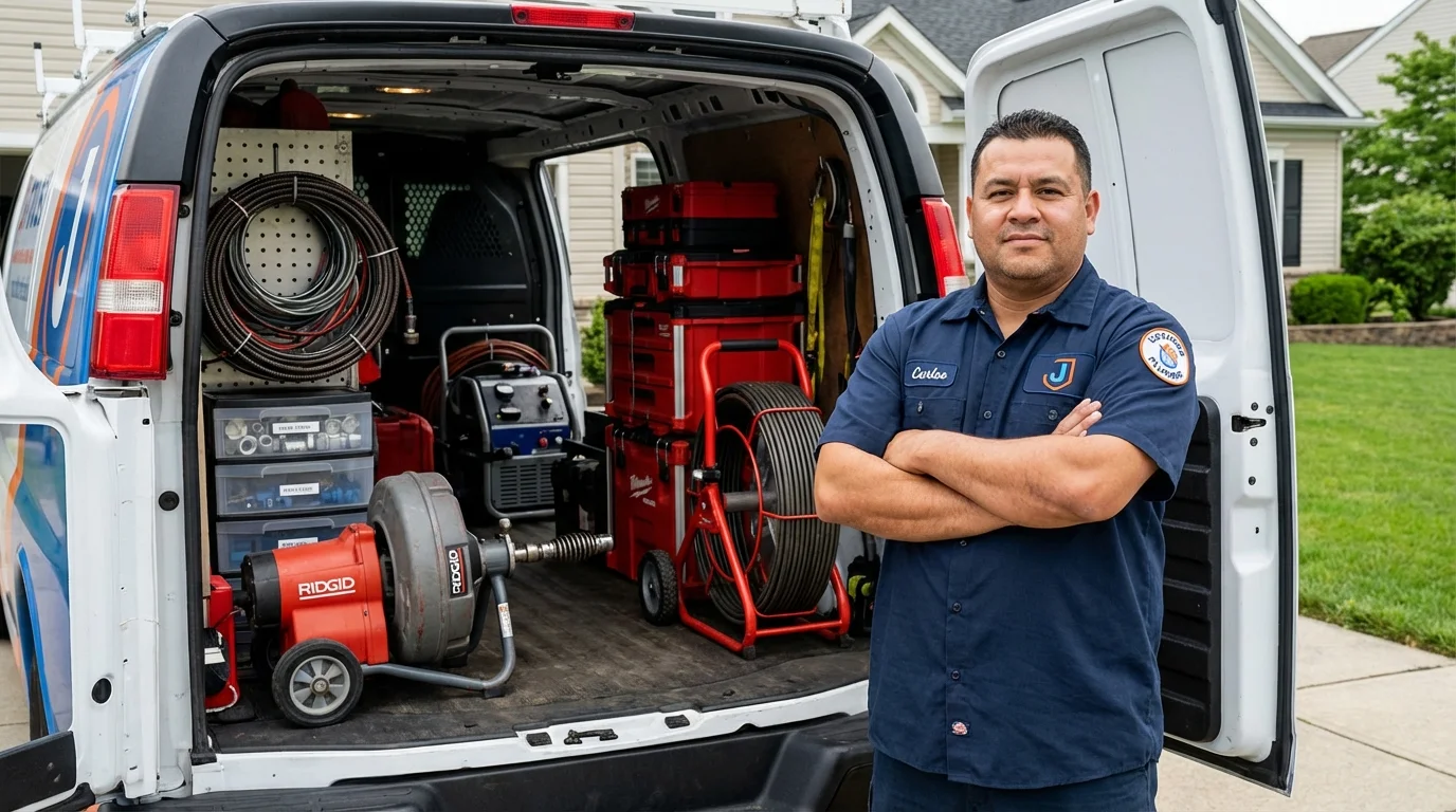 Professional drain cleaning equipment and Johns Plumbing LLC plumber in Hayward