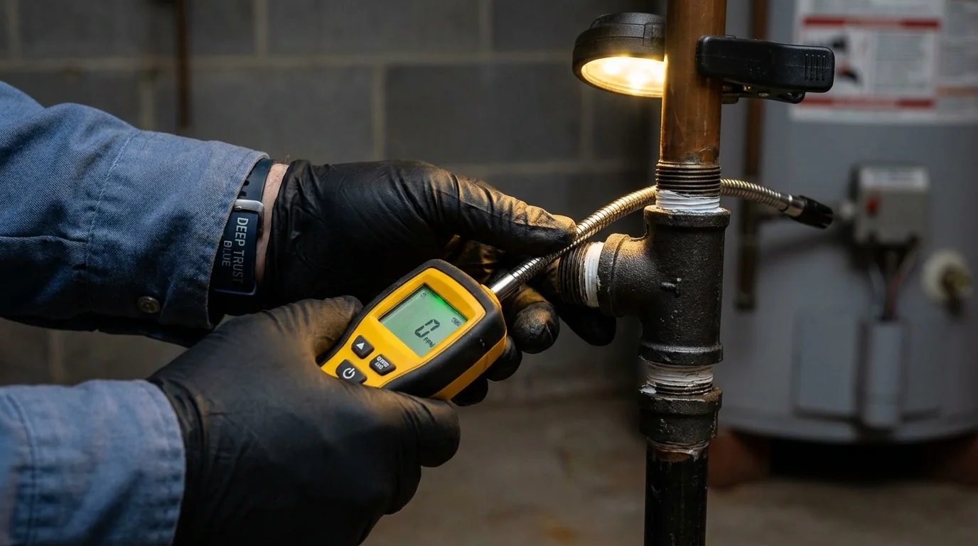 Gas leak detection with electronic sniffer by Johns Plumbing LLC in Hayward
