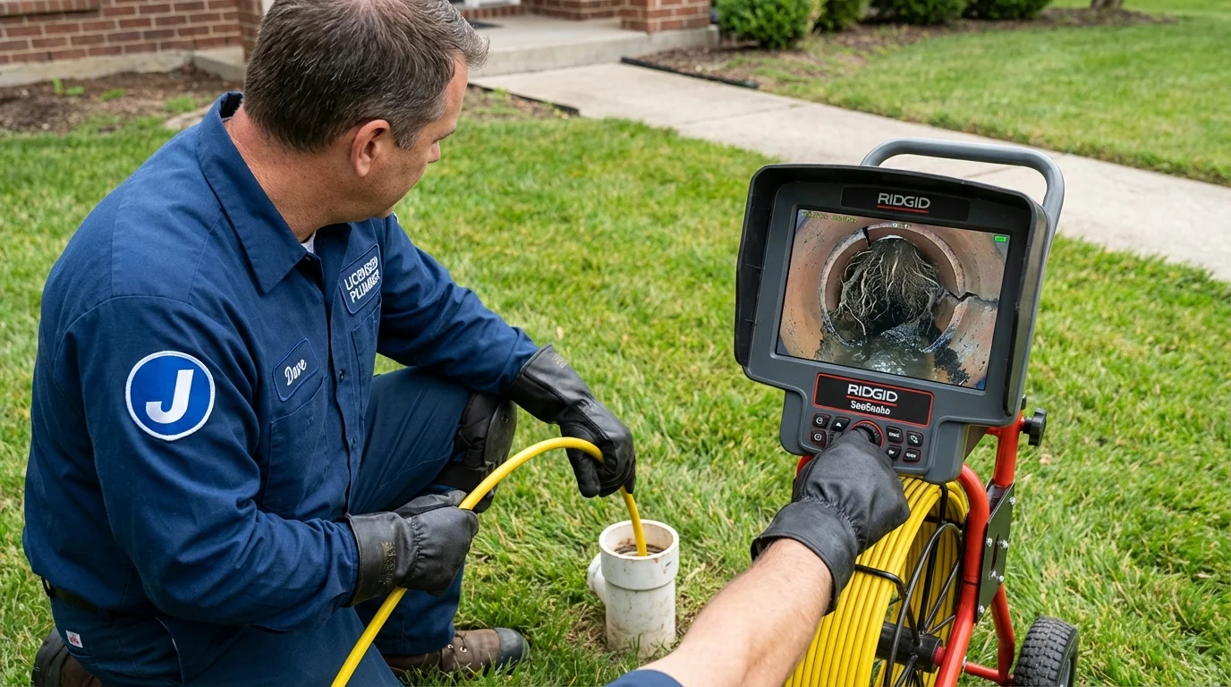 Sewer camera inspection being performed by Johns Plumbing LLC in Hayward