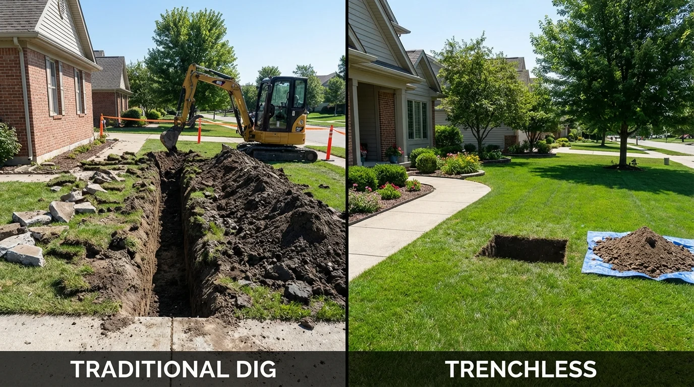 Trenchless sewer repair with minimal yard damage versus traditional excavation in Hayward, CA